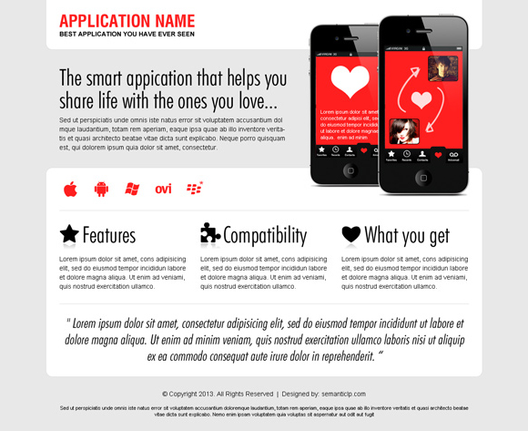 dating application landing page design