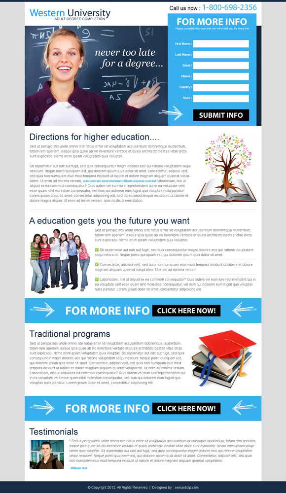 professional converting education landing page design