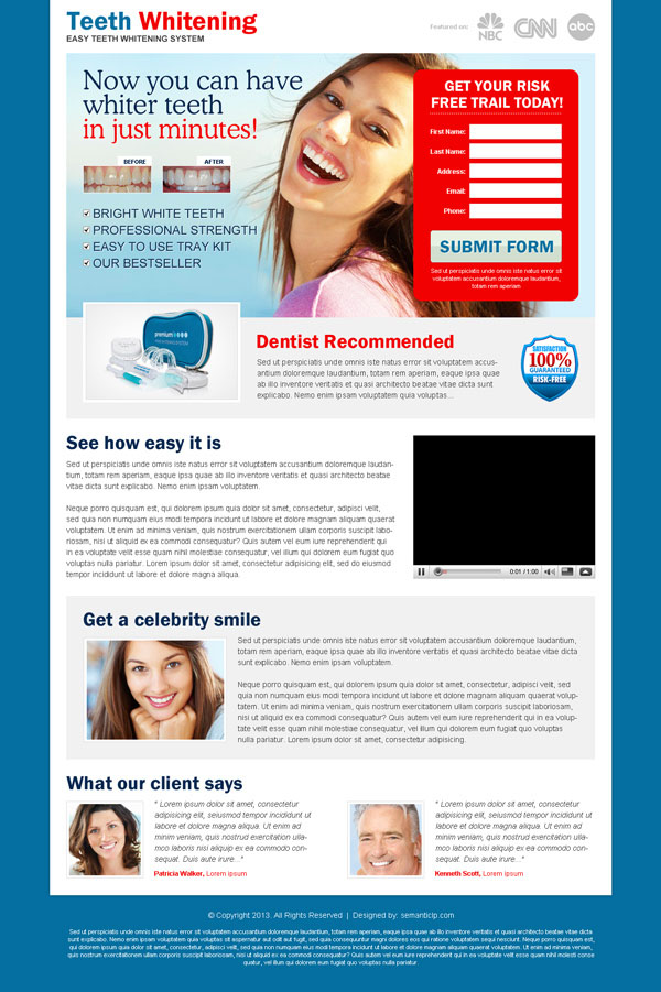 Best lead capture landing page design example for inspiration from http://www.semanticlp.com/category/teeth-whitening/