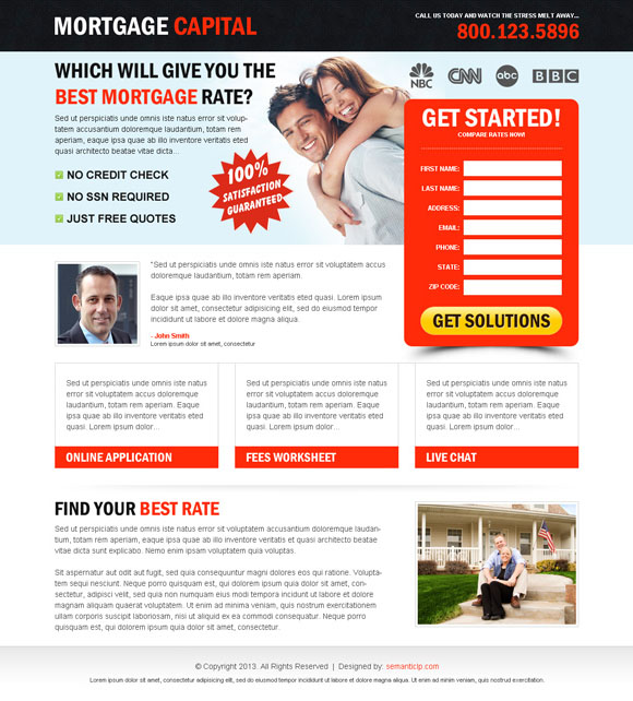 The best mortgage landing page design example 2013 to capture leads and boost your mortgage business.