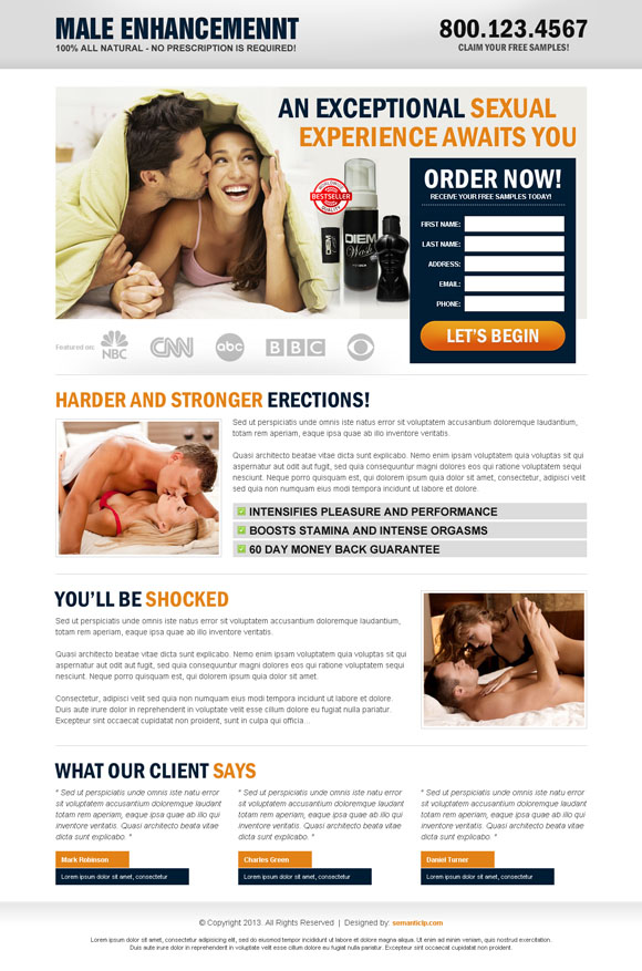 Effective male enhancement landing page design example for inspiration from https://www.buylandingpagedesign.com/landing-page-design/male-enhancement/