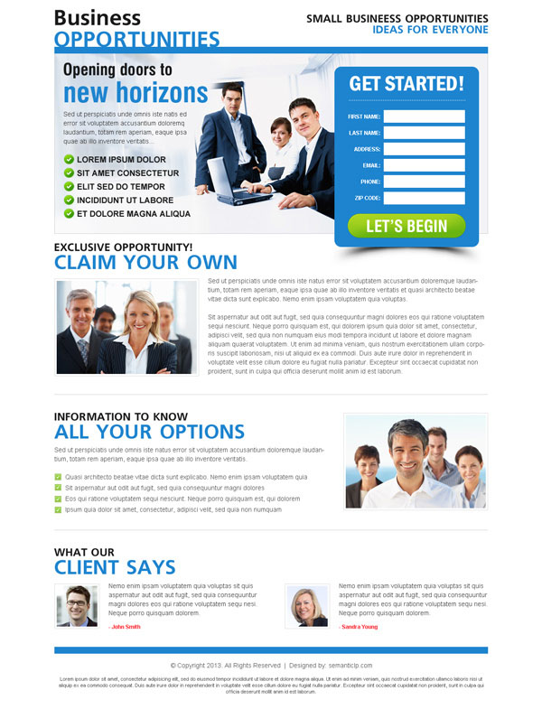 Nice and clean business opportunity landing page design example to promote your business into next level.