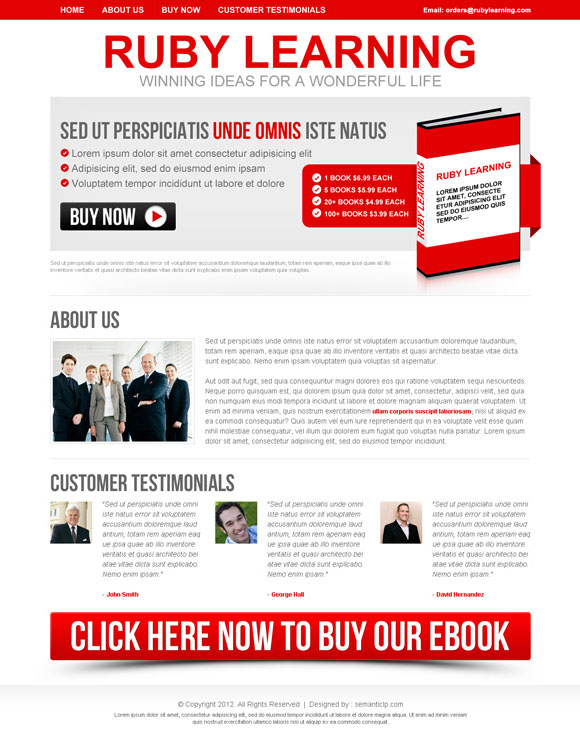 high converting professional e-book landing page design example.