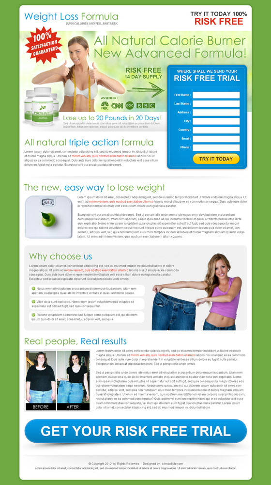 High quality professional weight loss landing page design that converts on sale price $15.