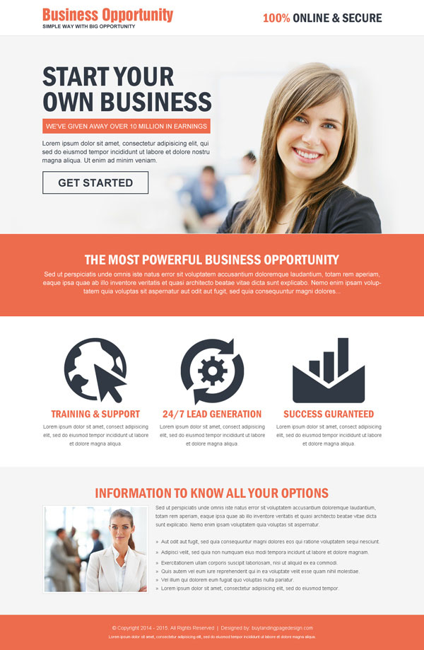 business opportunity responsive landing page design templates to start your new business online from https://www.buylandingpagedesign.com/buy/business-opportunity-responsive-landing-page-design/1