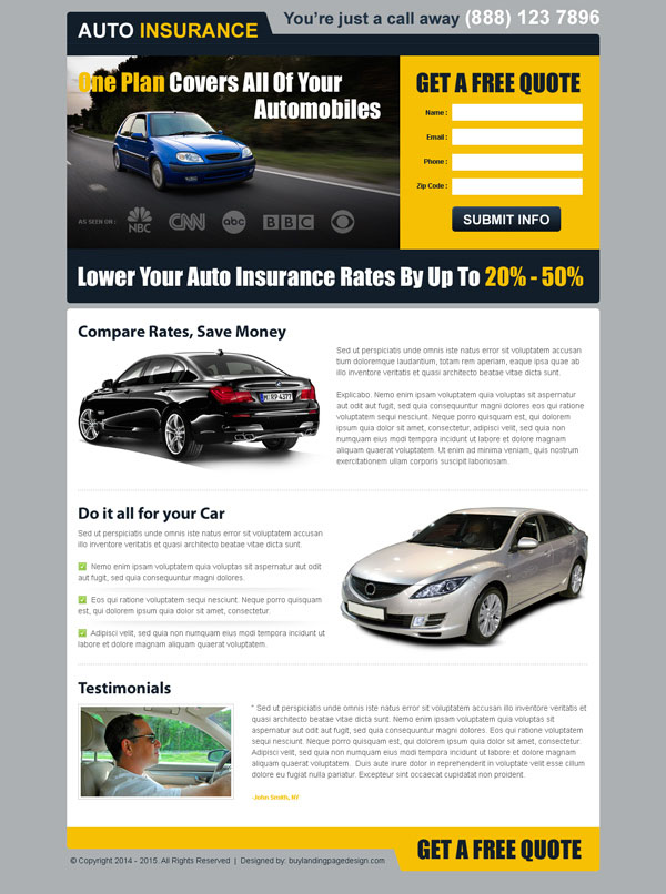 Auto insurance lead capture landing page design templates to boost ...