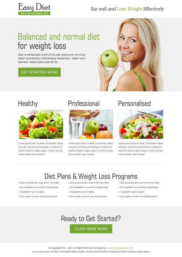 weight loss diet responsive landing page design to boost your conversion rate