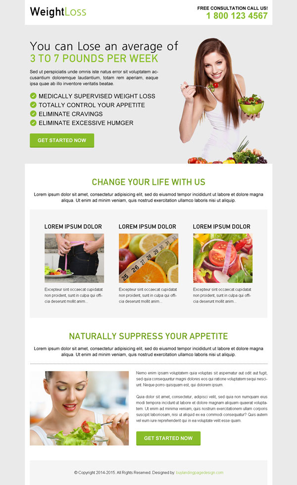 responsive landing page design for weight loss diet