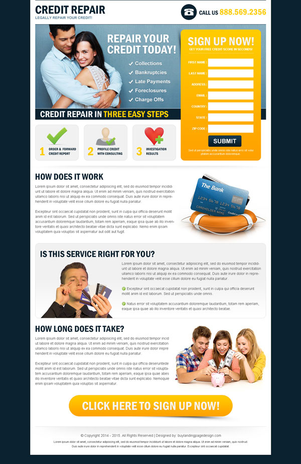 Buy repair your credit today in 3 easy steps small lead gen squeeze page design from https://www.buylandingpagedesign.com/preview/converting-credit-repair-lander-010/448