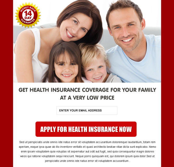 health insurance coverage for family clean and converting ppv landing page