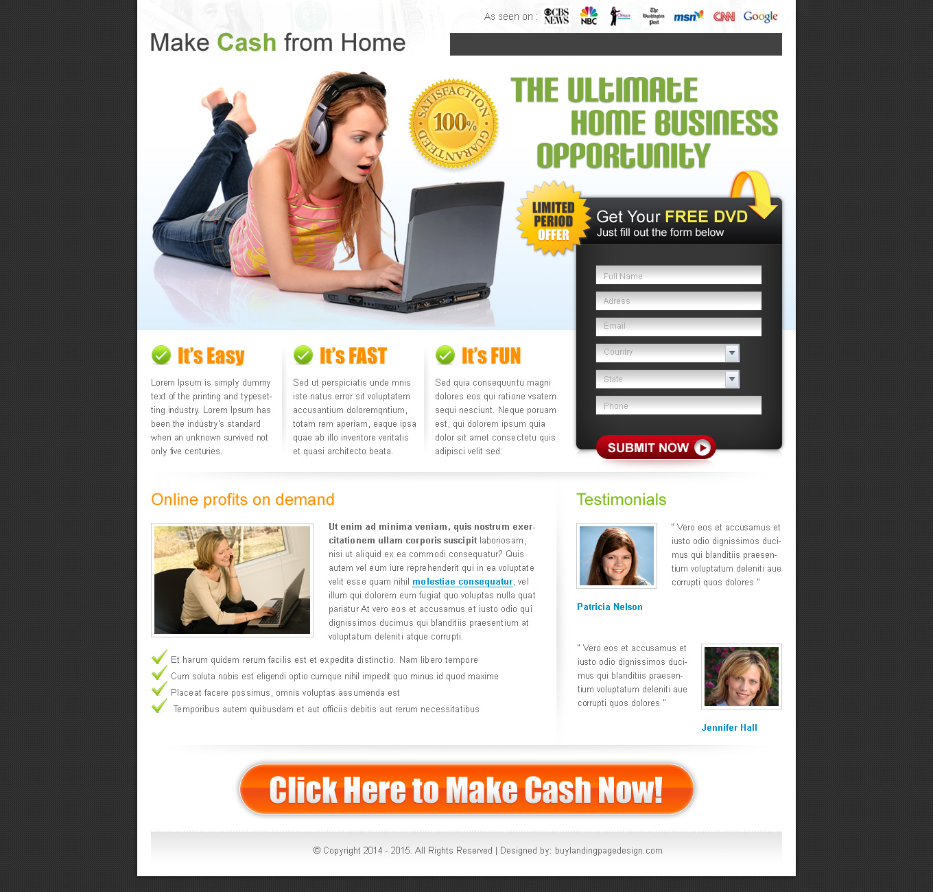 Work from home free landing page design templates