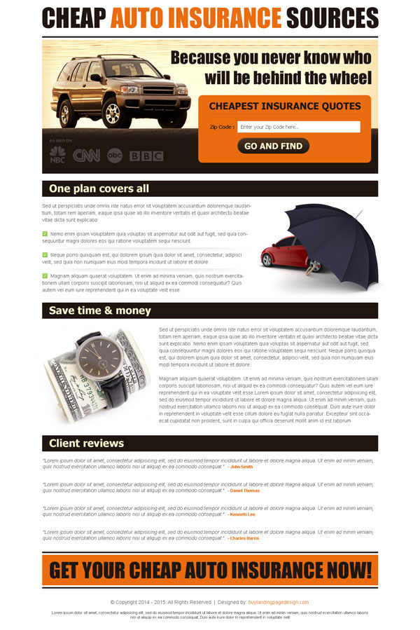 ... auto insurance landing page design for auto insurance business