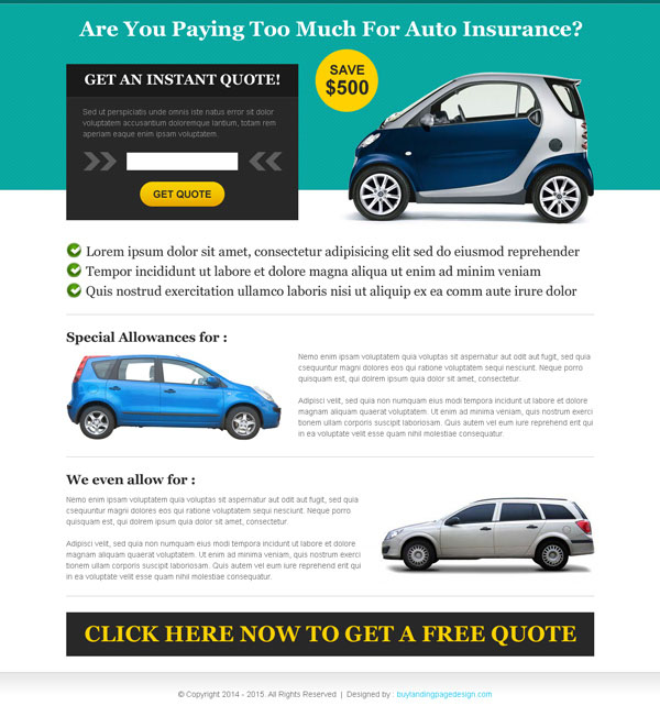 Lower your car insurance rates by getting free quote leads landing ...