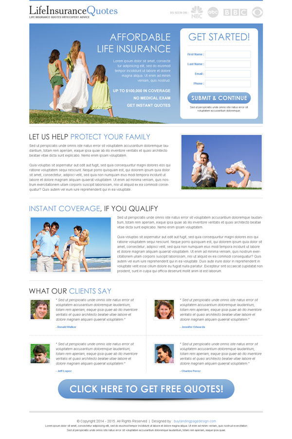 ... insurance quotes lead capture landing page design for life insurance