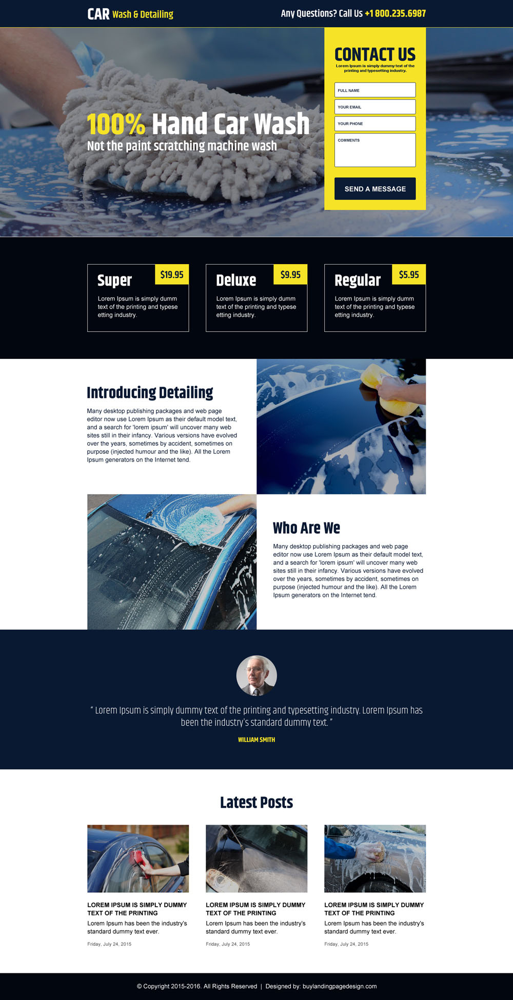 hand car wash lead generating landing page