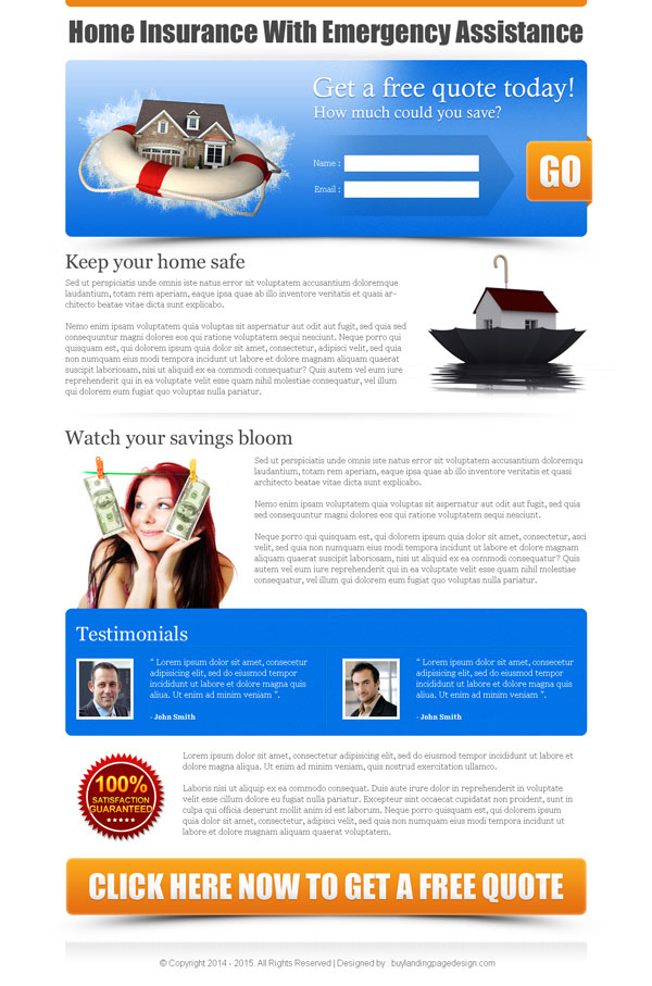 home insurance free quote lead capture landing page design template 005