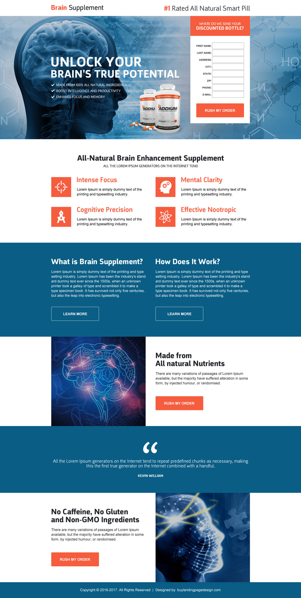 brain enhancement supplement lead magnet landing page