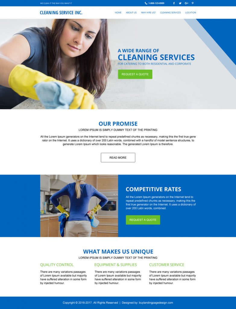 Residential and Commercial Cleaning Services Website Designs