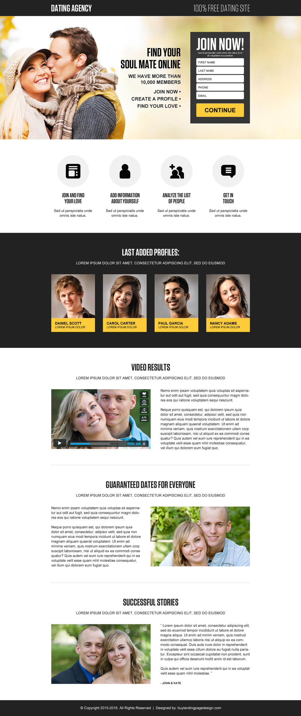 Christian dating landing page