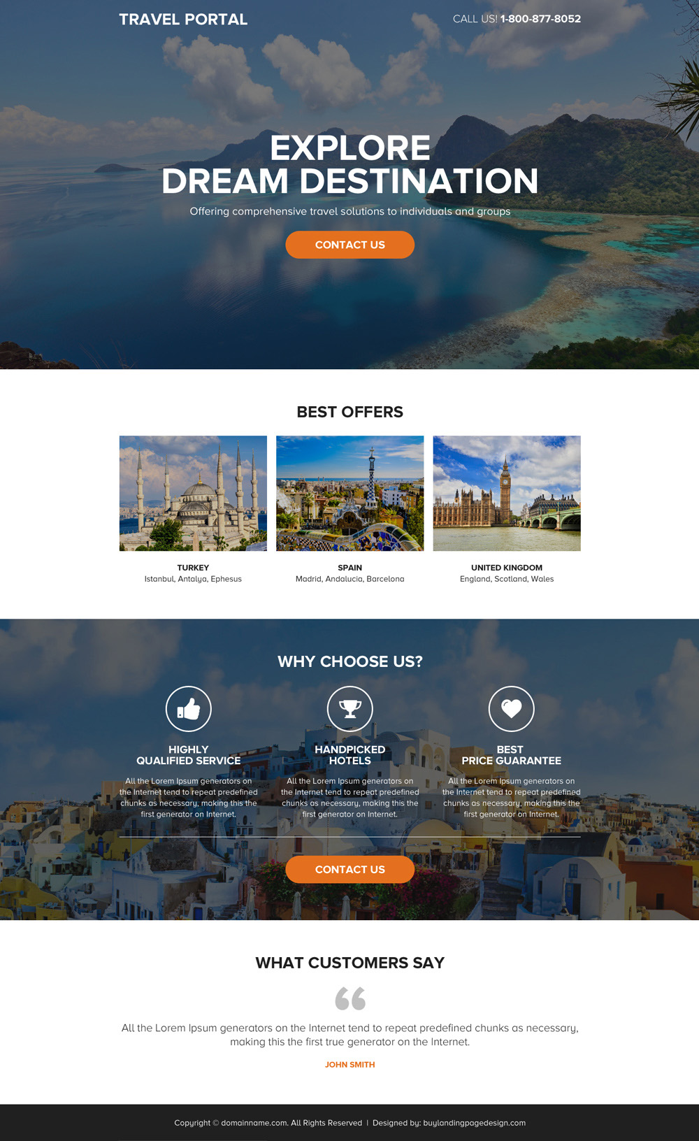 travel blog landing page