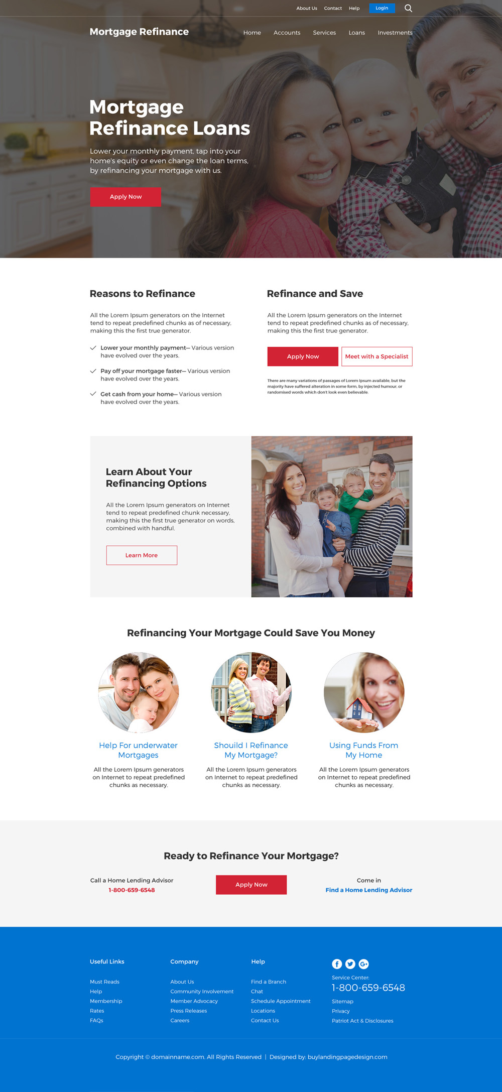 mortgage refinance website design