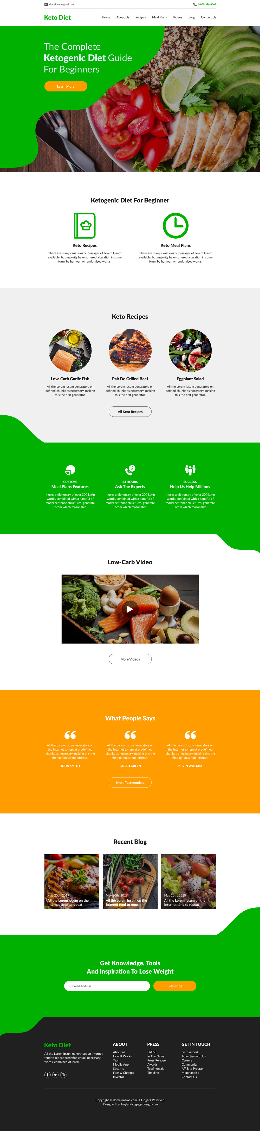 Download ketogenic diet guide responsive website design