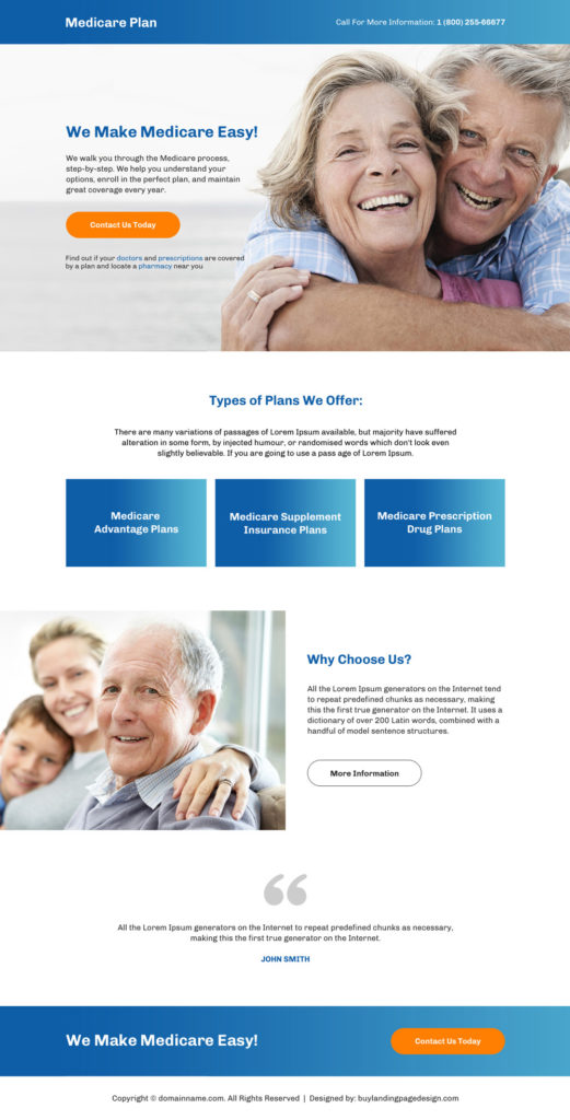 Medicare Plan Call To Action Responsive Landing Page