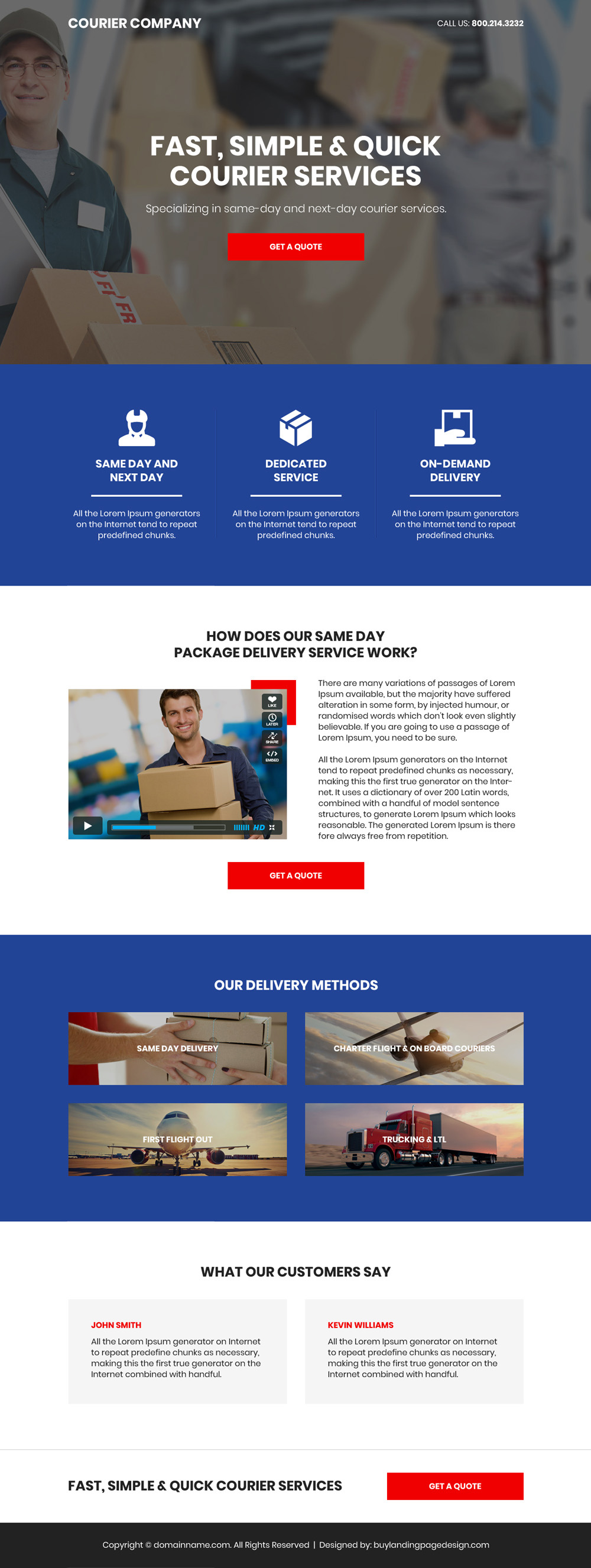 Courier Service Company Bootstrap Landing Page