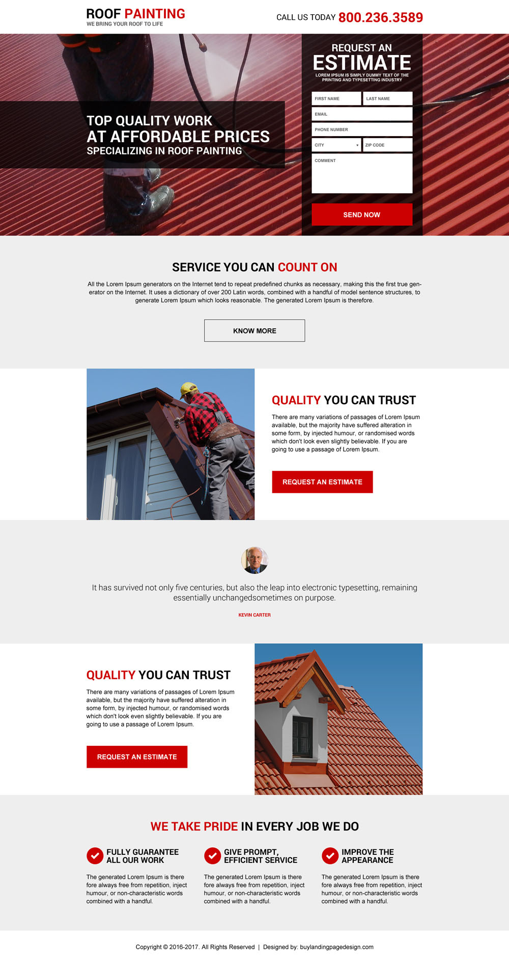 Affordable roof painting free estimate responsive landing page