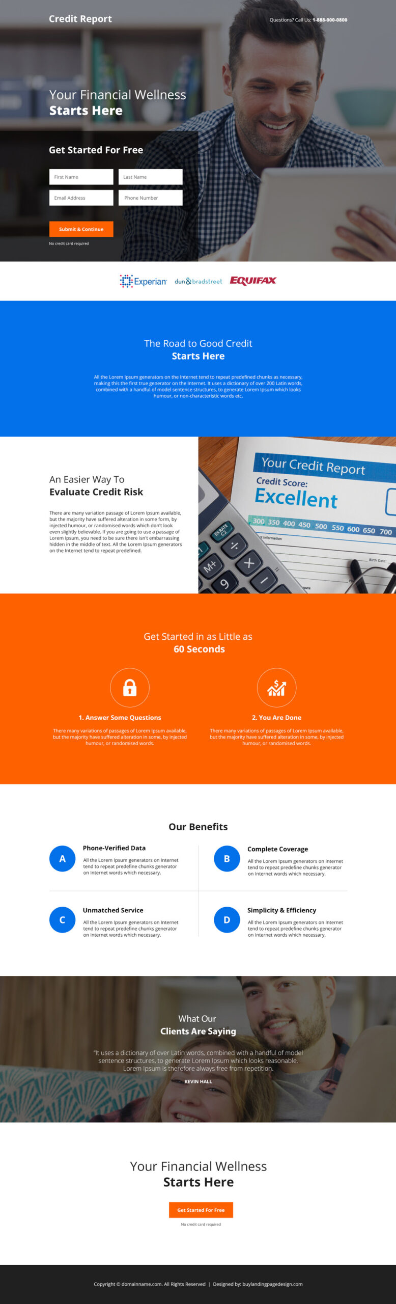 Credit reporting agencies responsive landing page 