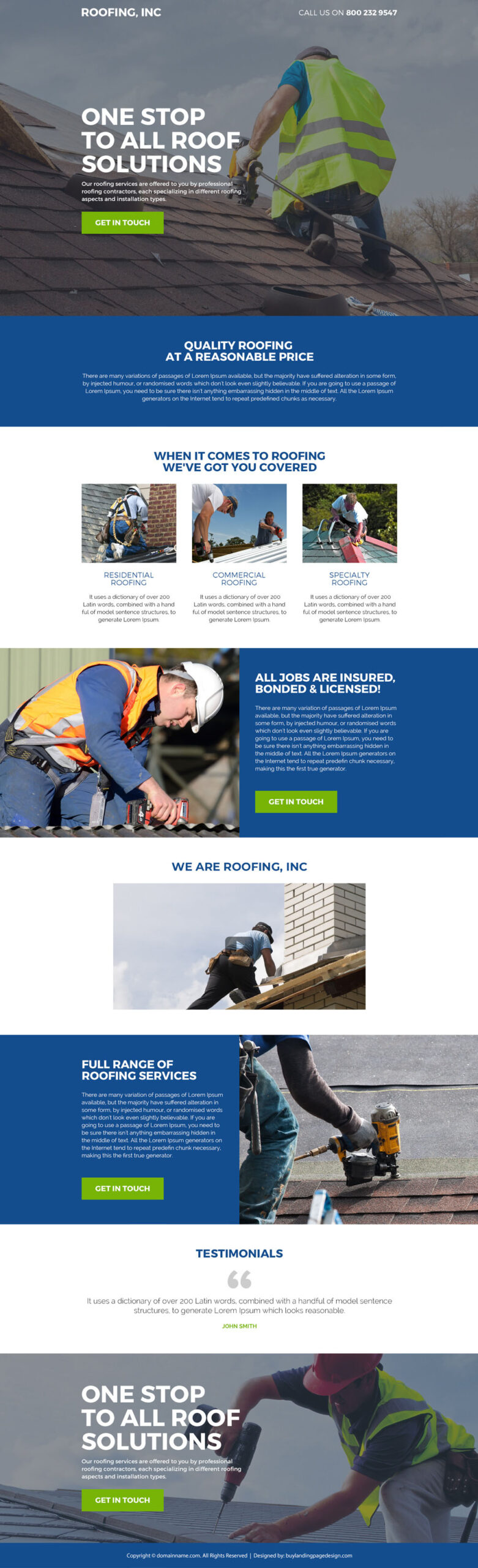 Quality roofing repair solutions modern landing page