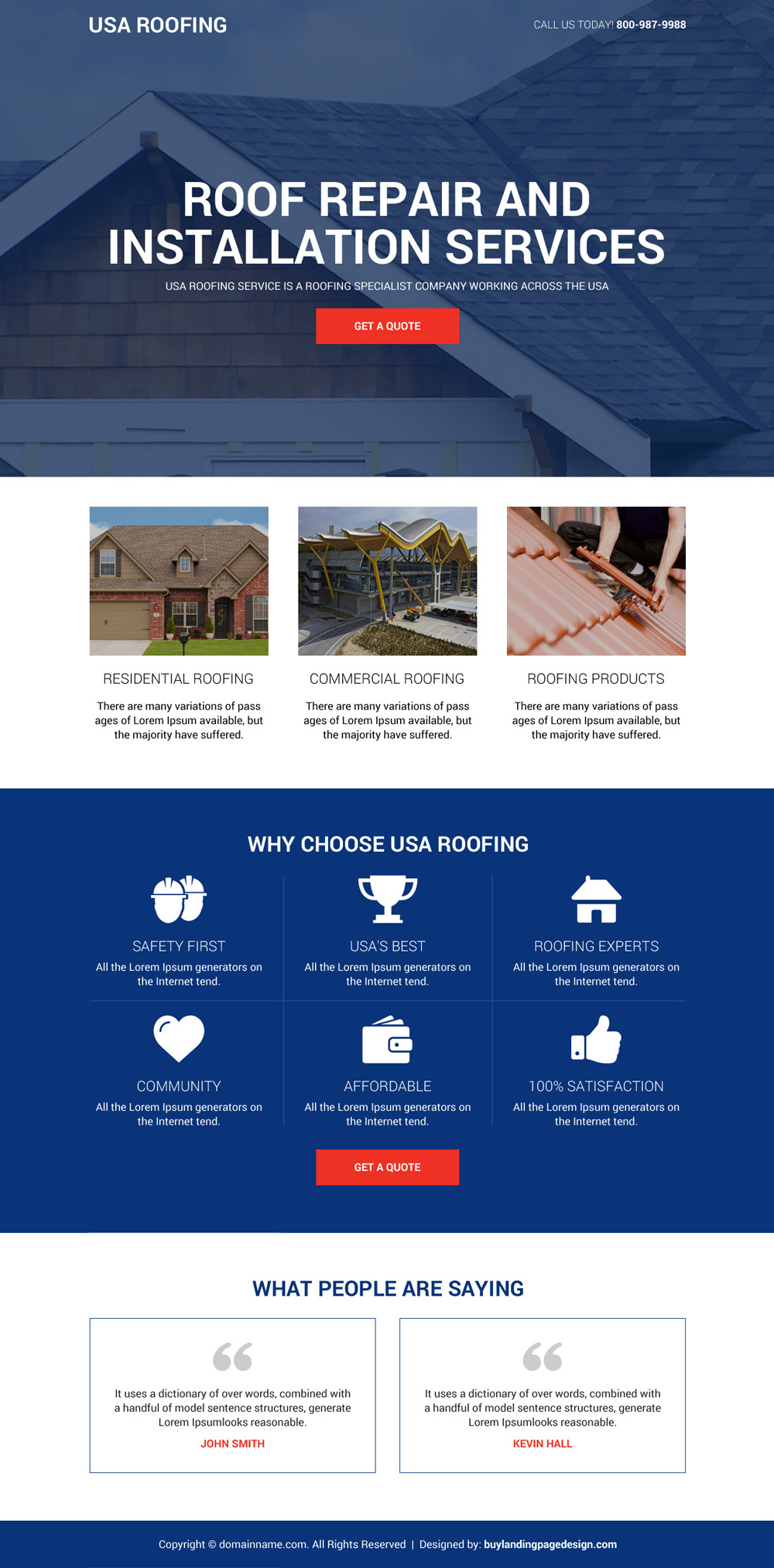 Roof repair and installation services  best landing page