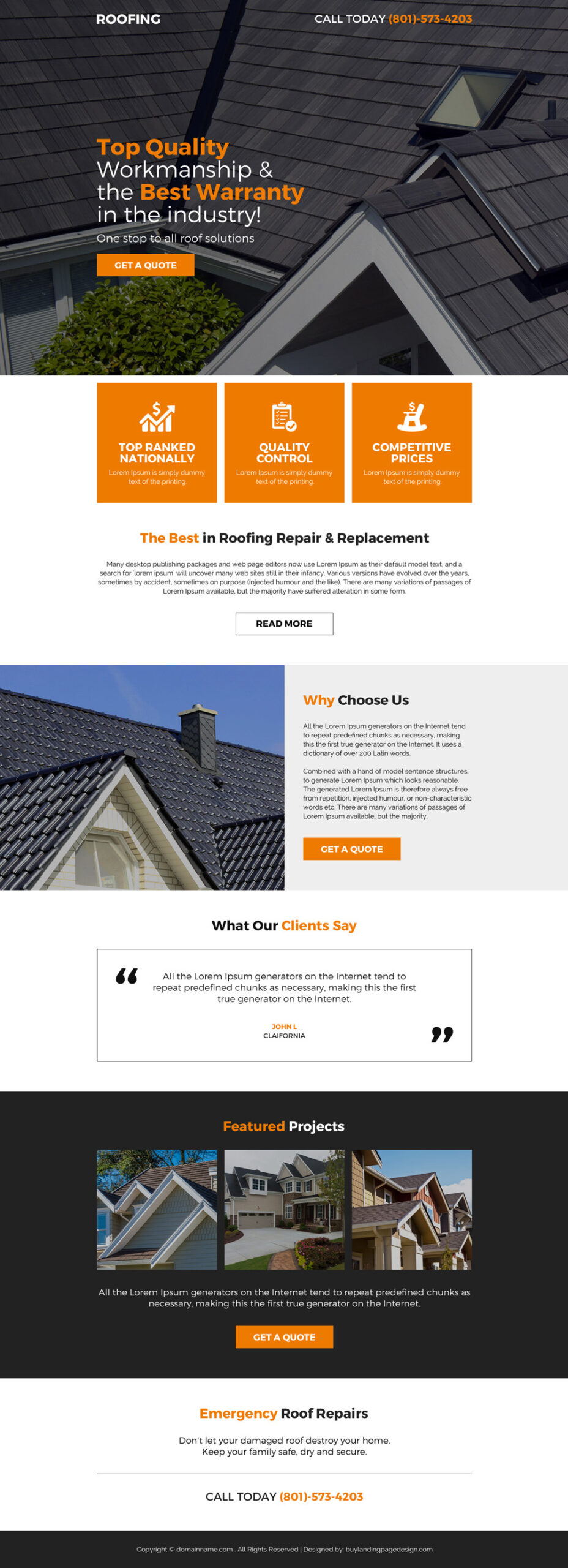 Top roofing solutions responsive landing page