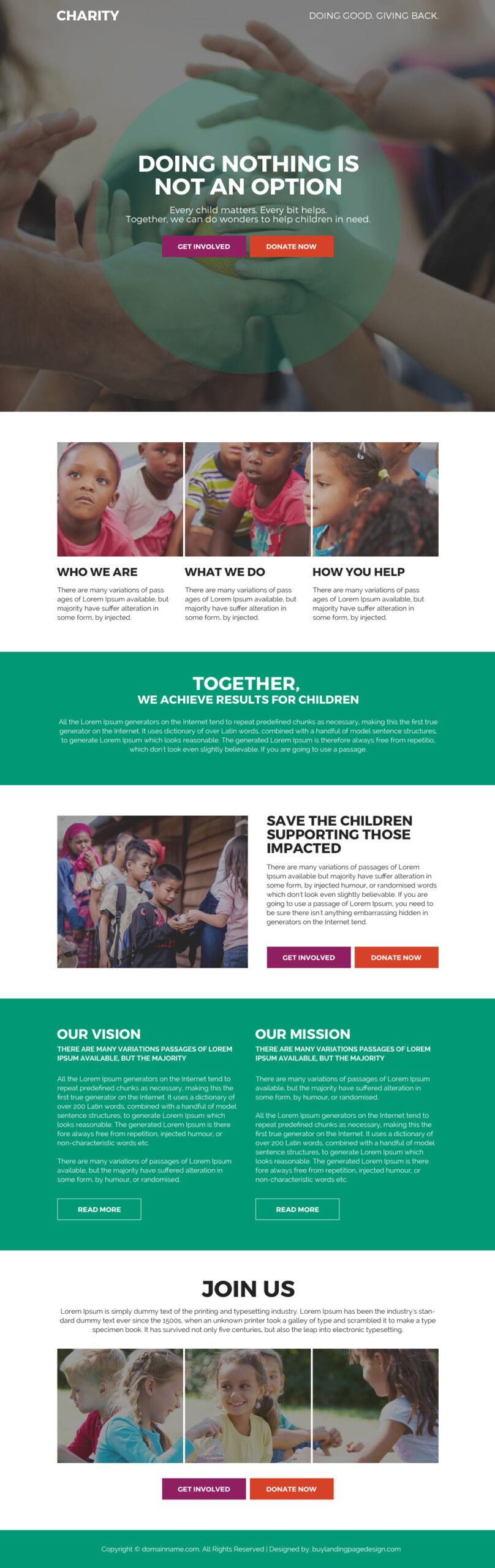 charity and donation landing page