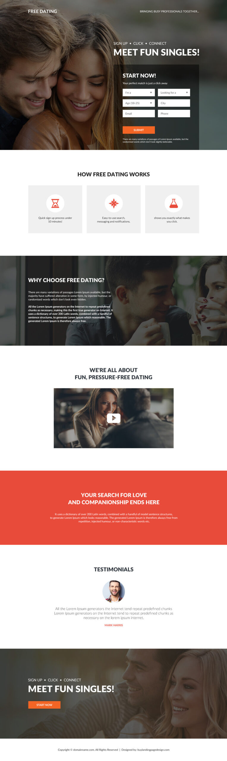 High converting dating landing page