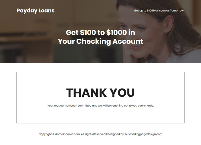 Need A Payday Loan Lender Landing Page Design?