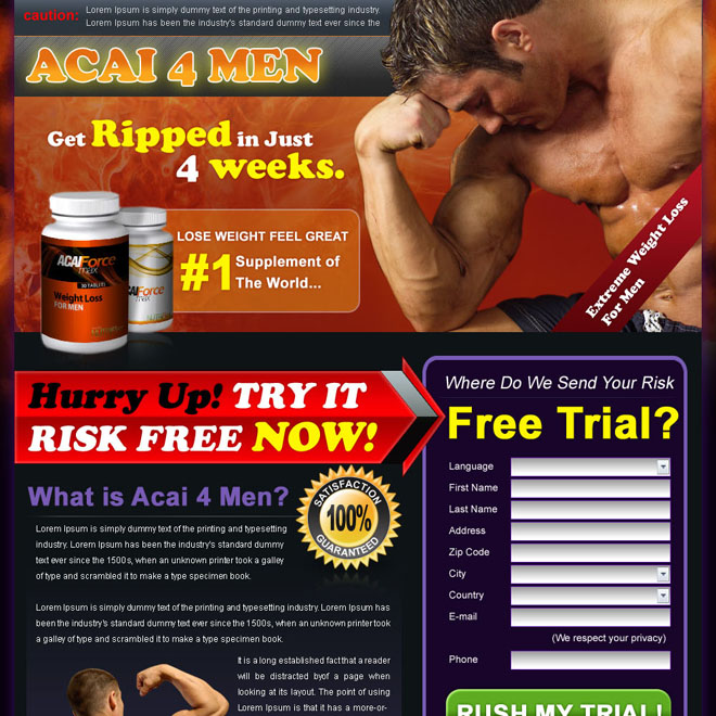 acai berry bodybuilding for man landing page design Bodybuilding example