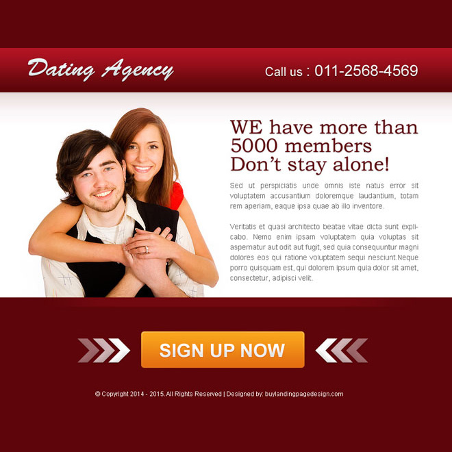 dating agency converting ppv landing page design