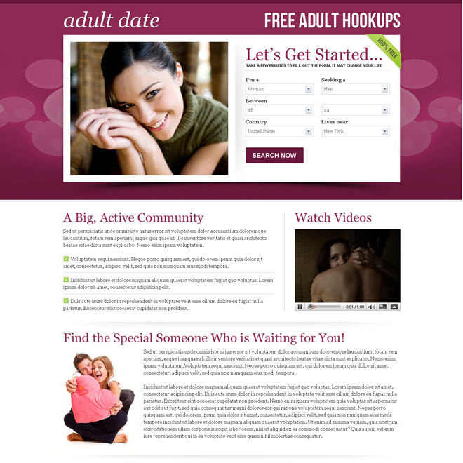 adult dating effective lead capture squeeze page design