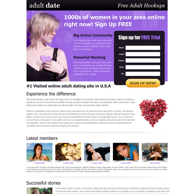 beautiful effective and converting dating landing page template Dating example