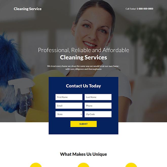 affordable cleaning service provider responsive landing page