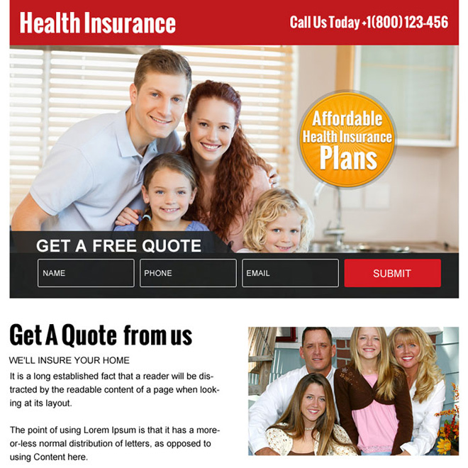 affordable health insurance plans ppv landing page Health Insurance example