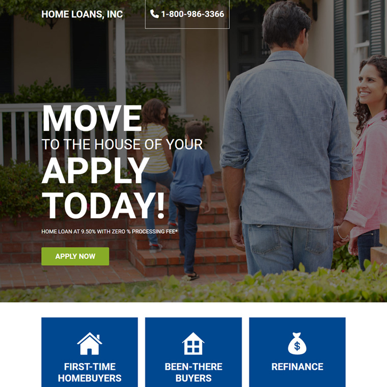 professional home loan lead capture responsive landing page Home Loan example