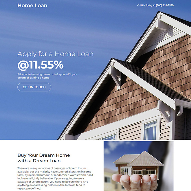 affordable housing loans responsive landing page
