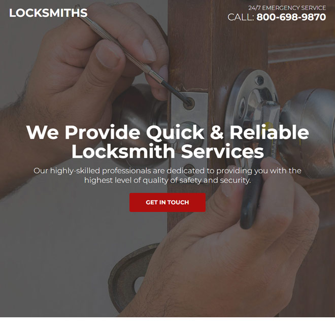 reliable locksmith service responsive landing page Locksmith example