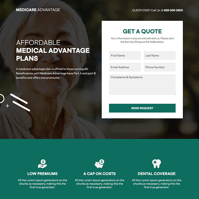 medicare advantage responsive lead capture landing page