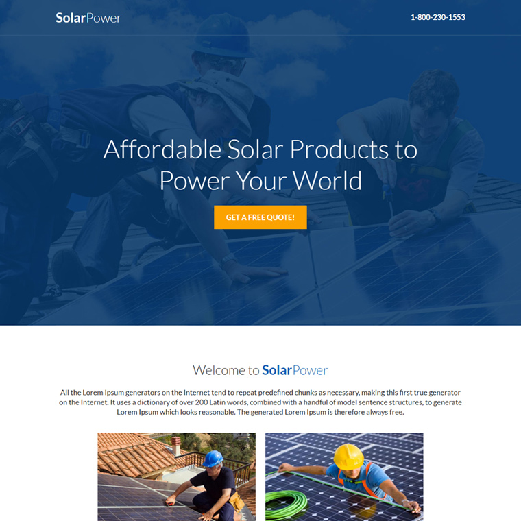 solar energy company lead capture landing page Solar Energy example