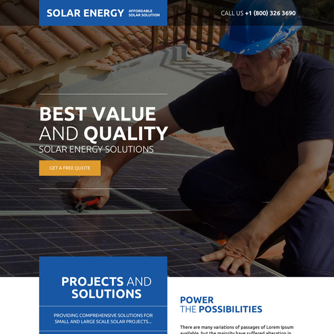 affordable solar energy solutions responsive landing page