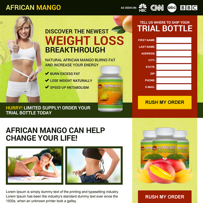 african mango weight loss pills responsive landing page design Weight Loss example