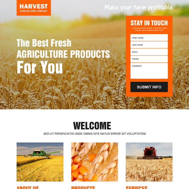 responsive agriculture landing page design